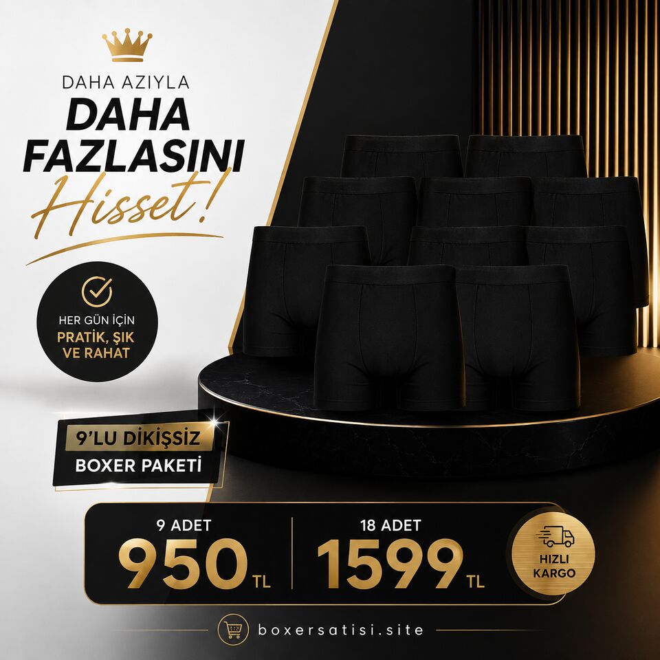 9'lu ve 18'li boxer paketi — 950 TL / 1599 TL